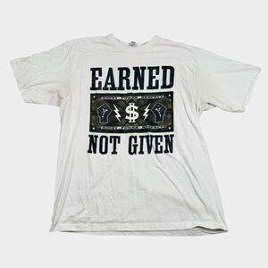 Noiz 502 Streetwear Graphic T-Shirt Mens 3XL White Earned Not Given Y2K Hip Hop